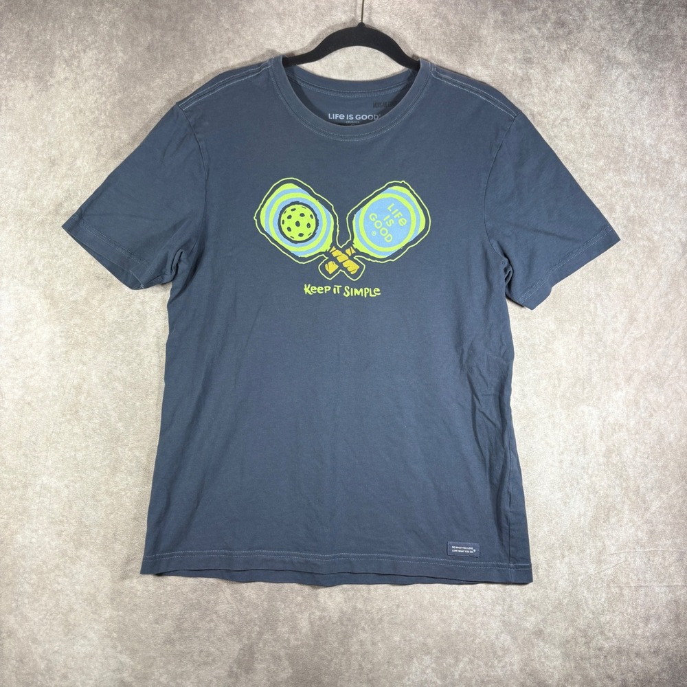 Life is Good T-Shirt Mens Small Blue Crusher Tee Keep It Simple Pickleball